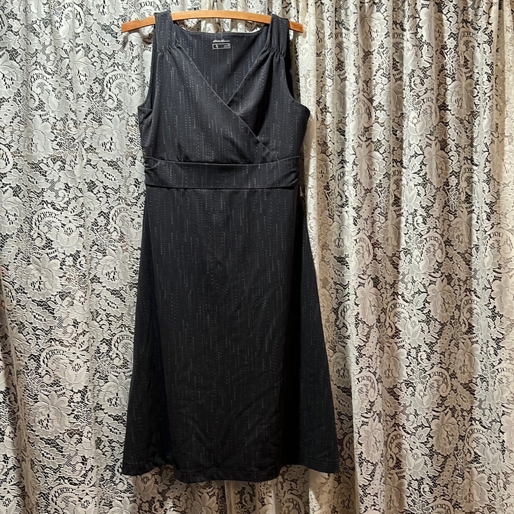 Eddie Bauer A-line Tank Dress Charcoal Pattern Size Medium